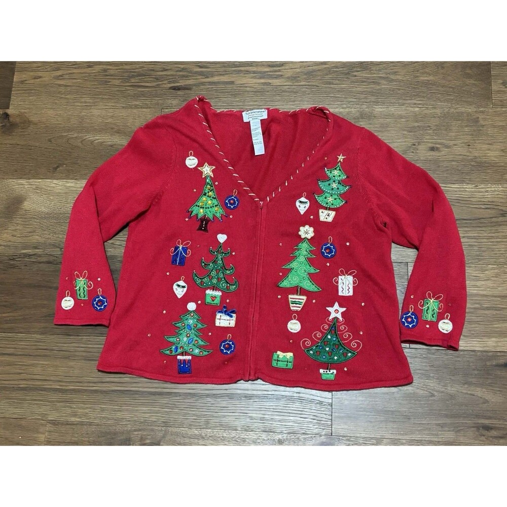 Vintage Tiara International Christmas Sweater Xmas Cardigan Women’s Plus Size 1X
